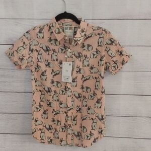 Boy's Pink And Brown Bunny Print Shirt